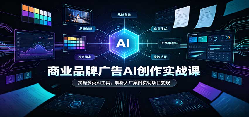 商业品牌广告AI创作实战课：实操多类AI工具，解析大厂案例实现项目变现-777网创网
