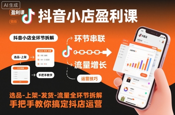抖音小店盈利课-选品-上架-发货-流量全环节拆解，手把手教你搞定抖店运营-777网创网
