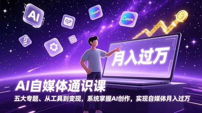 (17035期)AI自媒体通识课,五大专题、从工具到变现,系统掌握AI创作,实现自媒体月入过万-777网创网