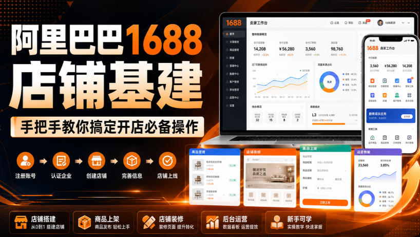 阿里巴巴1688店铺基建,手把手教你搞定开店必备操作(更新8月)-777网创网
