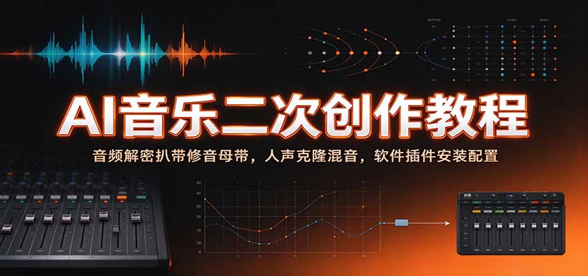 AI音乐二次创作教程:音频解密扒带修音母带,人声克隆混音,软件插件安装配置-777网创网