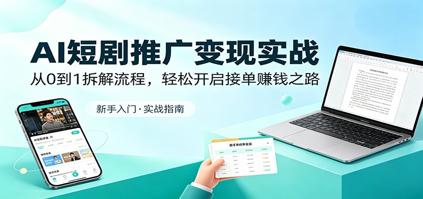 AI短剧推广变现实战：从0到1拆解流程，轻松开启接单赚钱之路-777网创网