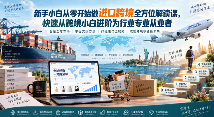 新手小白从零开始做进口跨境全方位解读课，快速从跨境小白进阶为行业专业从业者-777网创网