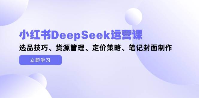 小红书DeepSeek运营课，选品技巧、货源管理、定价策略、笔记封面制作-777网创网
