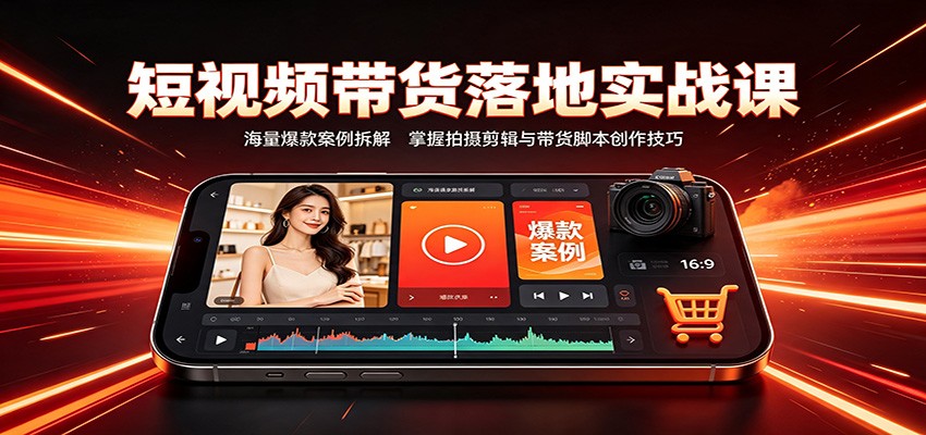 短视频带货落地实战课：海量爆款案例拆解，掌握拍摄剪辑与带货脚本创作技巧-777网创网