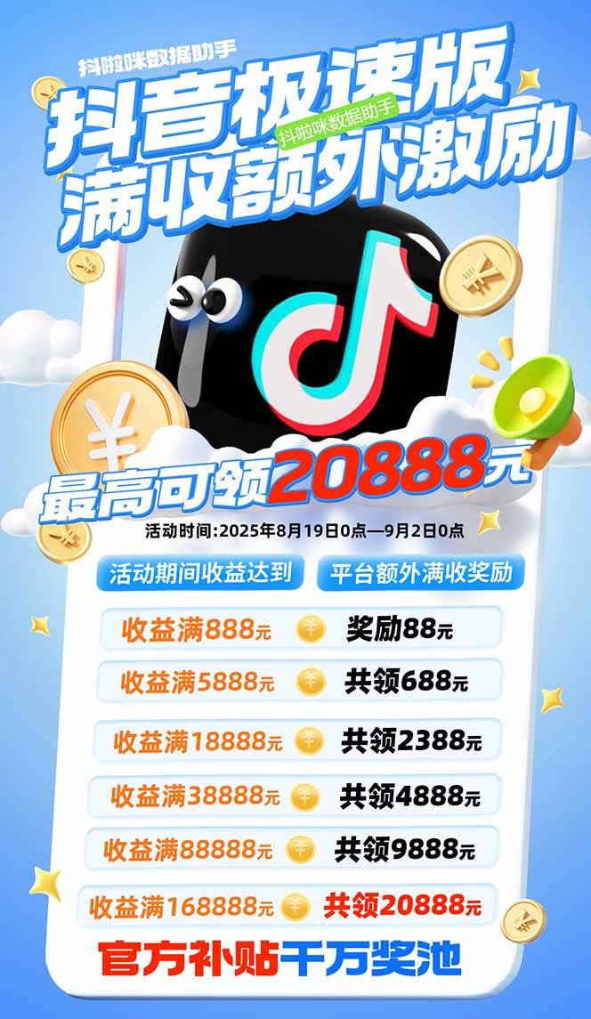 (15800期)抖音极速版拉新,平台大力扶持,每单15元,万播转化无上限,平台额外满…-777网创网