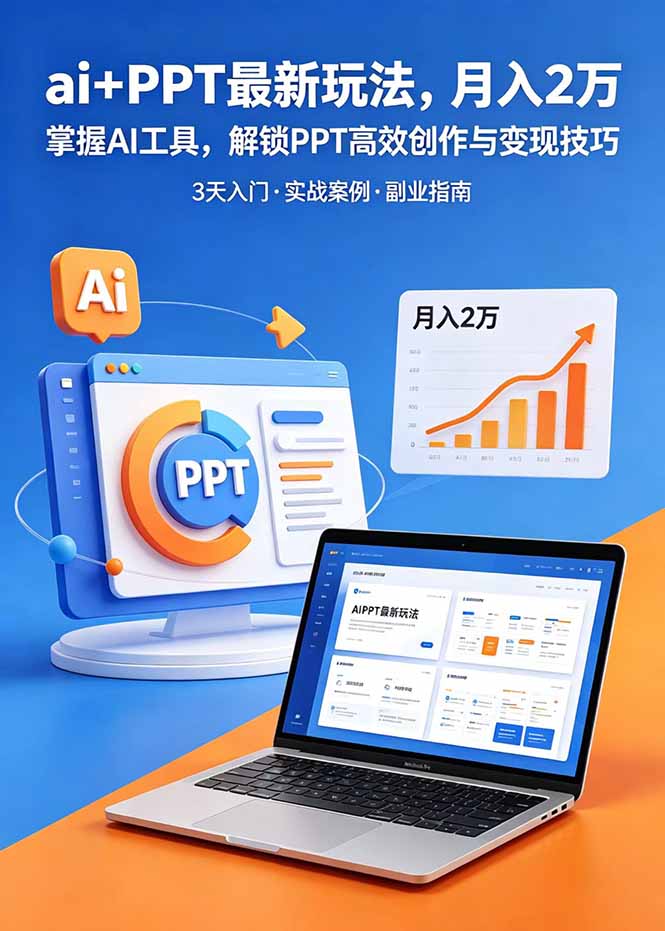 ai+PPT最新玩法,月入2万掌握AI工具,解锁PPT高效创作与变现技巧3天入门,实战案例·副业指南-777网创网