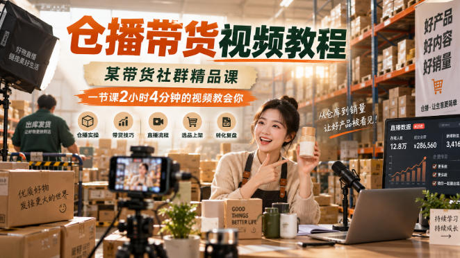 仓播带货视频教程，某带货社群精品课，一节课2小时4分钟的视频教会你-777网创网