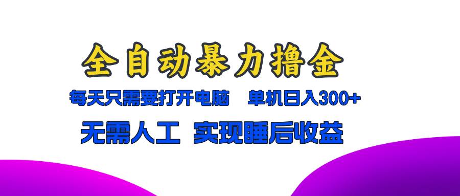 (13186期)全自动暴力撸金,只需要打开电脑,单机日入300+无需人工,实现睡后收益-777网创网