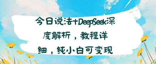 今日说法+DeepSeek深度解析，教程详细，纯小白可变现-777网创网