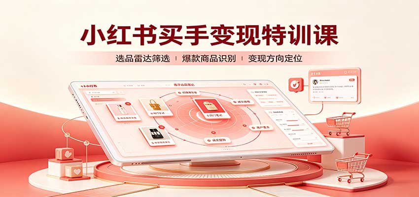 小红书买手变现特训课：账号定位养号起号，选品挂车，笔记标题封面全套教学-777网创网