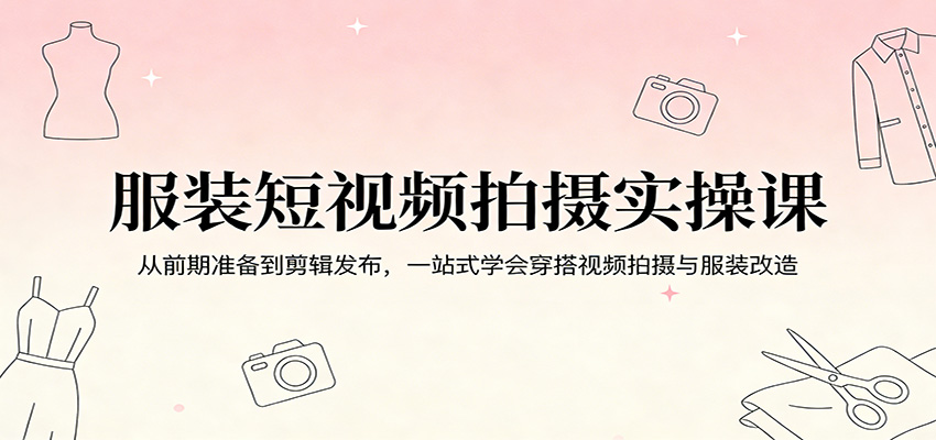 服装短视频拍摄实操课：从前期准备到剪辑发布，一站式学会穿搭视频拍摄与服装改造-777网创网