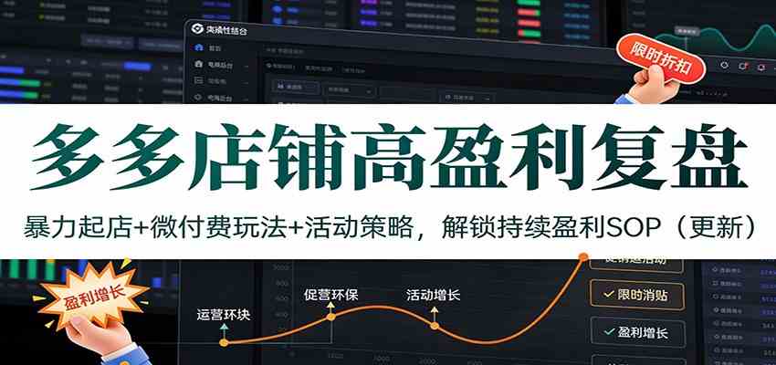 多多店铺高盈利复盘:暴力起店+微付费玩法+活动策略,解锁持续盈利SOP(更新)-777网创网
