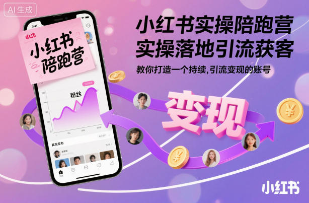 小红书实操陪跑营,实操落地引流获客,教你打造一个持续引流变现的账号
