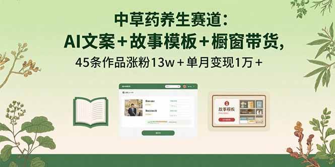 图片[1]-（15925期）中草药养生赛道：AI文案+故事模板+橱带货，45条作品涨粉13w+单月变现1万+-777网创网