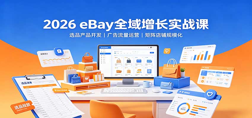 2026 eBay全域增长实战课：选品产品开发，广告流量运营，矩阵店铺规模化-777网创网