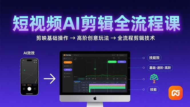 (15647期)短视频AI剪辑技能,从剪映基础操作到高阶创意玩法,全流程剪辑技术-777网创网