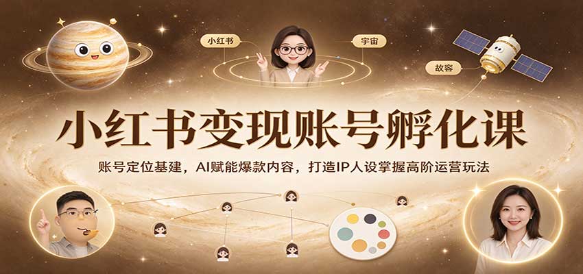 小红书变现账号孵化课:账号定位基建,AI赋能爆款内容,打造IP人设掌握高阶运营玩法-777网创网