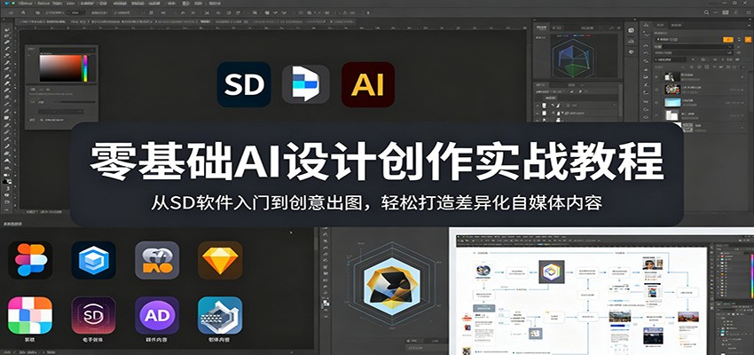 零基础AI设计创作实战教程：从SD软件入门到创意出图，轻松打造差异化自媒体内容-777网创网
