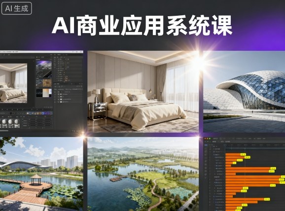 AI商业应用系统课，室内-软装-建筑-景观，智能设计+效果图+动画画实战-777网创网