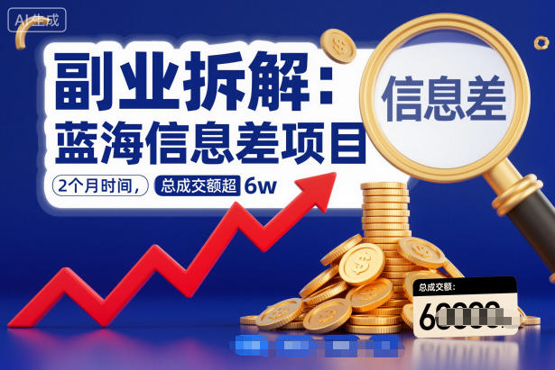 副业拆解：蓝海信息差项目，2个月时间，总成交额超6w-777网创网
