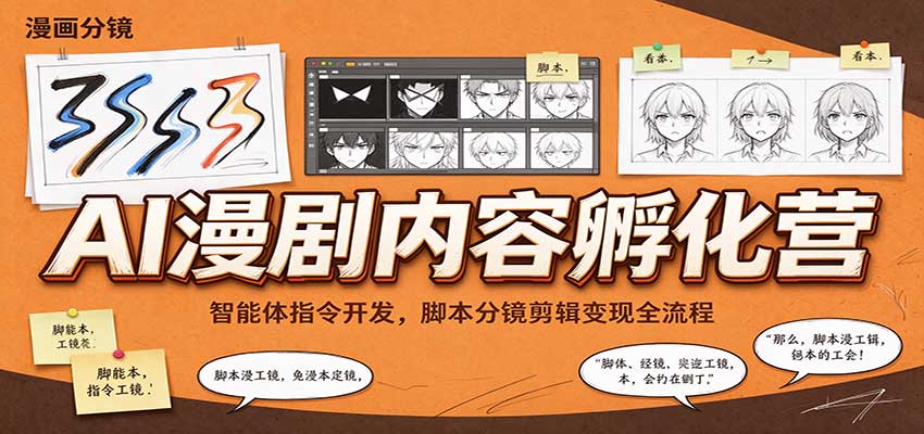 AI漫剧内容孵化营:智能体指令开发,脚本分镜剪辑变现全流程-777网创网