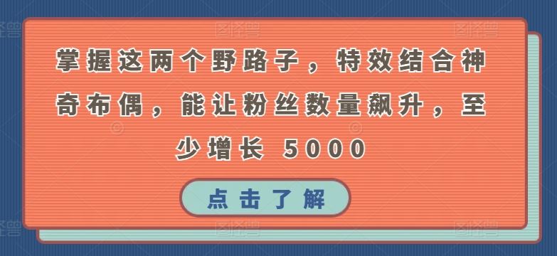 掌握这两个野路子,特效结合神奇布偶,能让粉丝数量飙升,至少增长 5000【揭秘】-777网创网