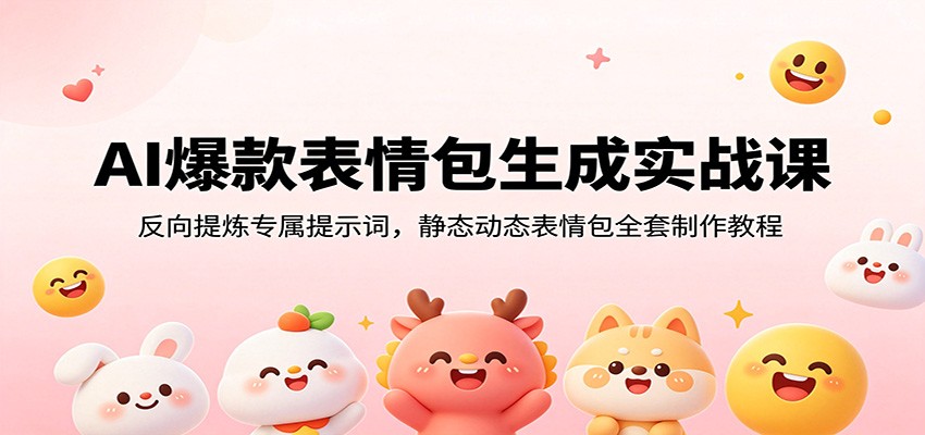 AI爆款表情包生成实战课：反向提炼专属提示词，静态动态表情包全套制作教程-777网创网