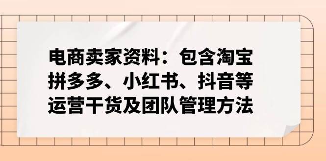 （14354期）电商卖家资料：包含淘宝、拼多多、小红书、抖音等运营干货及团队管理方法-777网创网