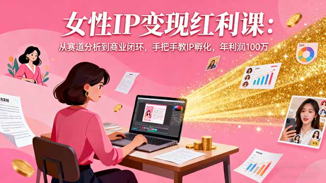 女性IP变现红利课:从赛道分析到商业闭环,手把手教IP孵化,年利润100万-777网创网