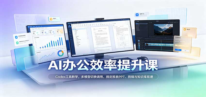 AI办公效率提升课：Codex工具教学，多模型切换调用，搞定报表PPT、剪辑与知识库搭建-777网创网