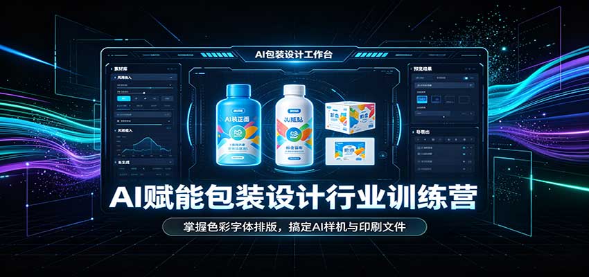 AI赋能包装设计行业训练营:掌握色彩字体排版,搞定AI样机与印刷文件-777网创网