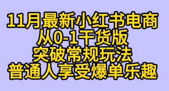 K总部落《11月小红书电商最新玩法从0-1突破平台流量》-777网创网