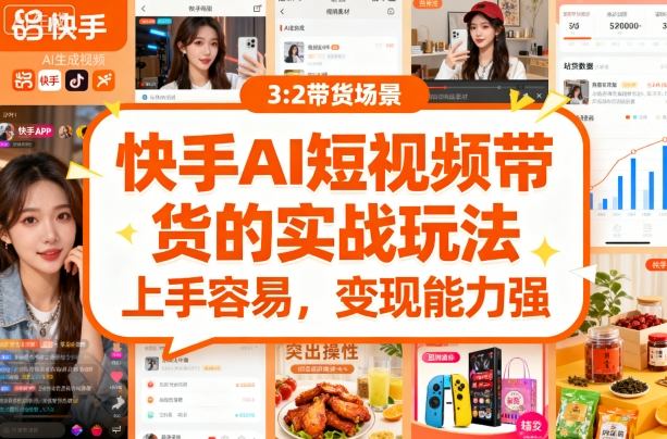 快手ai短视频带货的实战玩法，上手容易，变现能力强-777网创网