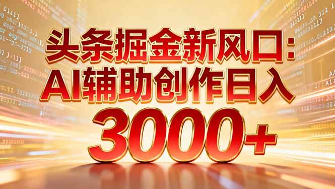 (16923期)头条掘金新风口:AI辅助创作日入3000+,矩阵玩法当天启动隔天见效 (16923期)头条掘金新风口:AI辅助创作日入3000+,矩阵玩法当天启动隔天见效
