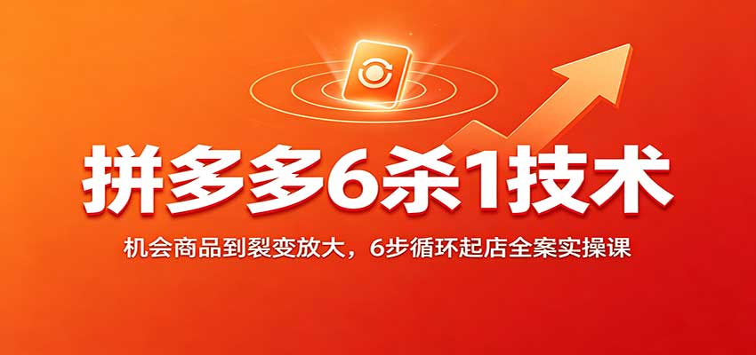 拼多多6杀1技术：机会商品到裂变放大，6步循环起店全案实操课-777网创网