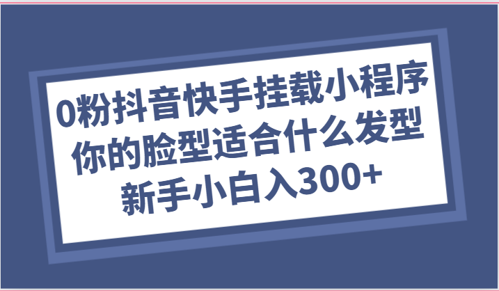 0粉抖音快手挂载小程序，你的脸型适合什么发型玩法，新手小白日入300+-777网创网