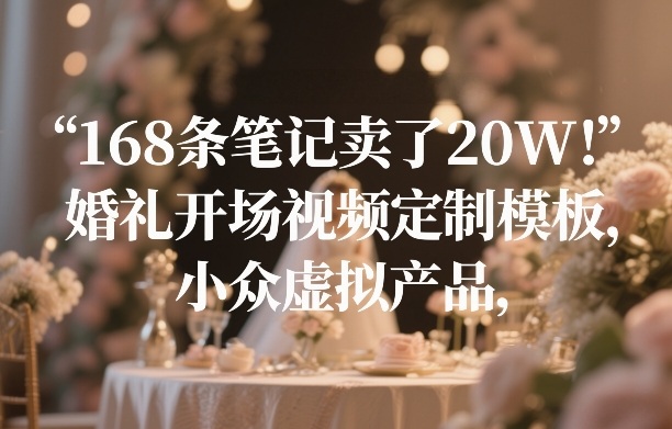168条笔记卖了20W！婚礼开场视频定制模板，小众虚拟产品-777网创网