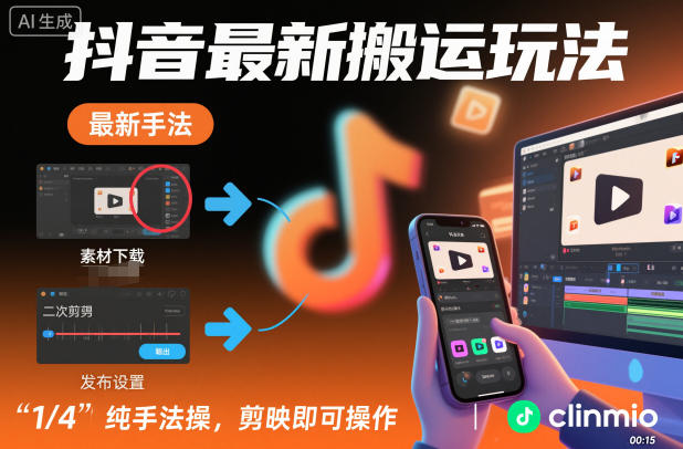抖音最新搬运玩法，纯手法操作，剪映即可操作-777网创网