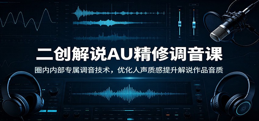 二创解说AU精修调音课:圈内内部专属调音技术,优化人声质感提升解说作品音质-777网创网
