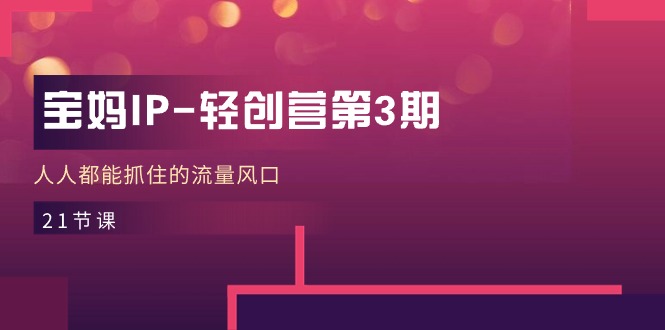 （11042期）宝妈IP-轻创营第3期，人人都能抓住的流量风口（21节课）-777网创网