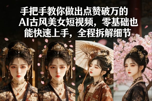 手把手教你做出点赞破万的AI古风美女短视频，零基础也能快速上手，全程拆解细节-777网创网