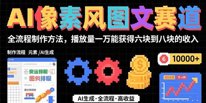 （15572期）AI像素风图文赛道：全流程制作方法，播放量一万能获得6块到8块的收入-777网创网