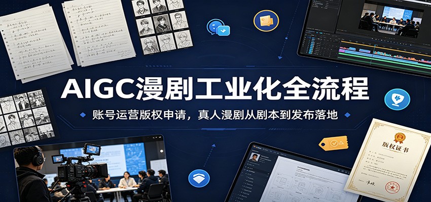 AIGC漫剧工业化全流程：账号运营版权申请，真人漫剧从剧本到发布落地-777网创网