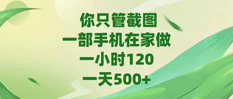 (15039期)你只管截图,一部手机在家做,一小时120,-天500+-777网创网