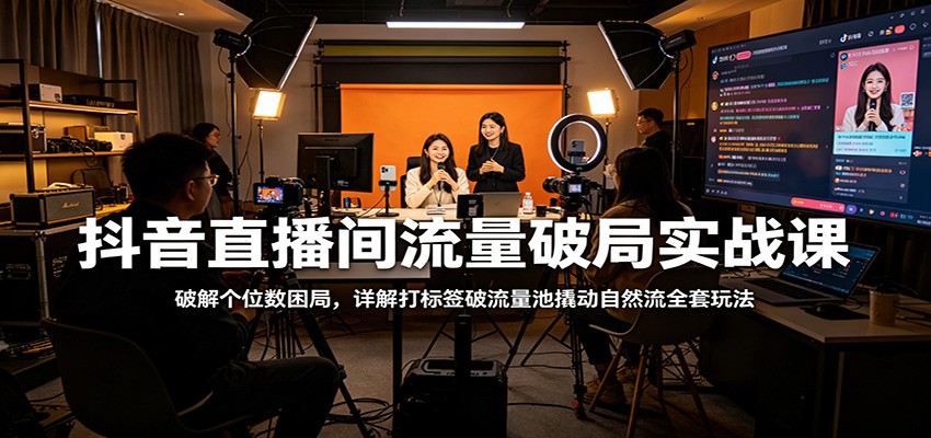 抖音直播间流量破局实战课：破解个位数困局，详解打标签破流量池撬动自然流全套玩法-777网创网