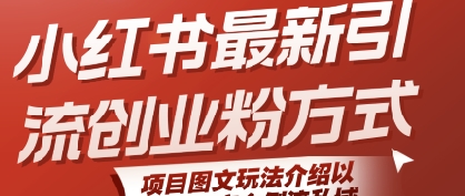 小红书最新引流创业粉方式，项目图文玩法介绍以及如何安全倒流私域-777网创网