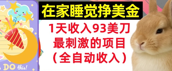 在家挣美金,1天收入93刀,最刺激的项目,0门槛,自动收入(首次公开)