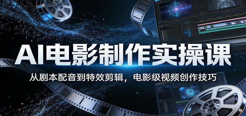 AI电影制作实操课：从剧本配音到特效剪辑，电影级视频创作技巧-777网创网