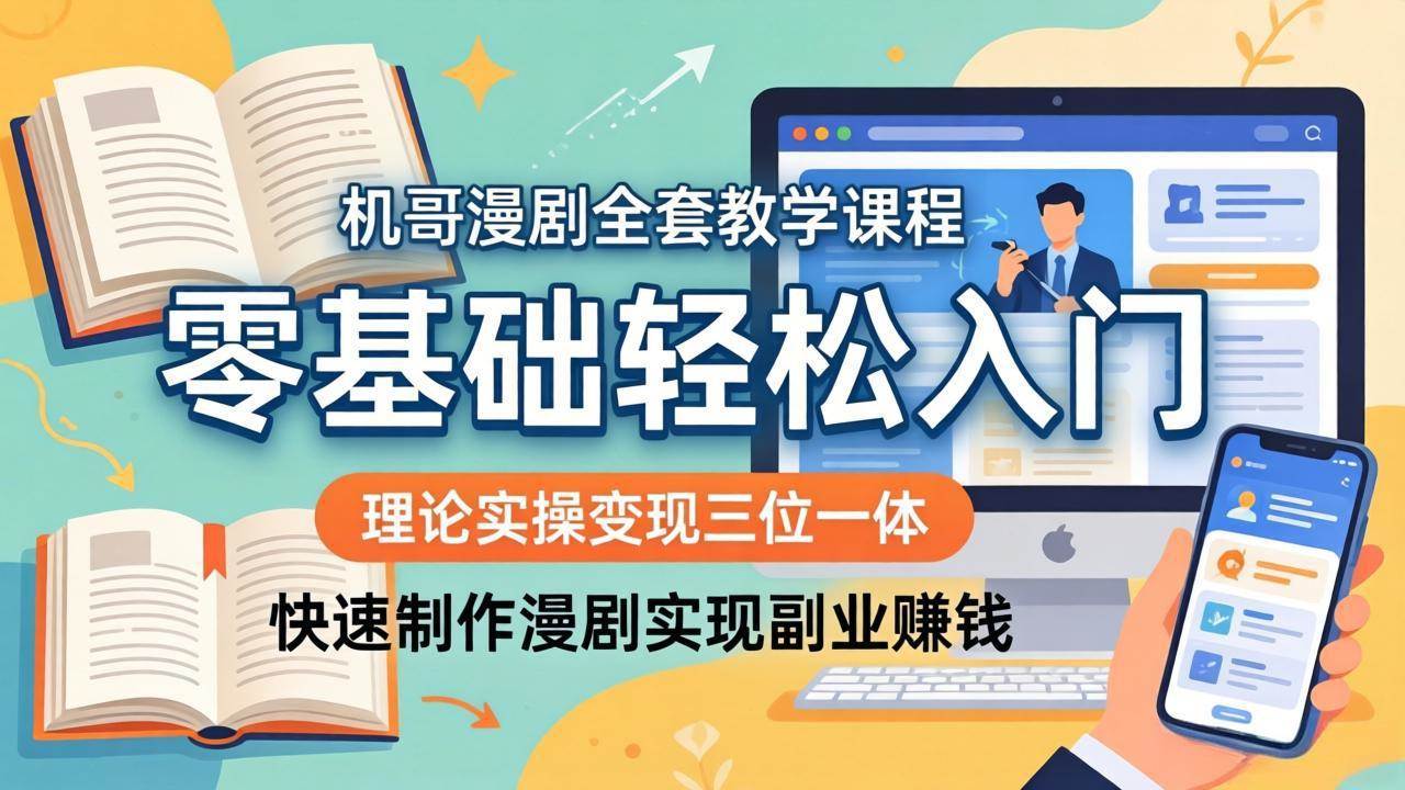 (18168期)机哥漫剧全套教学课程,理论实操变现三位一体,零基础轻松入门,快速制作漫剧实现副业赚钱-777网创网